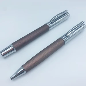 Hot Selling Luxury Brown Brushed Metal Ball Pen with Custom Logo Office Supplies Business Promotion Twist Metal Ballpoint Pen