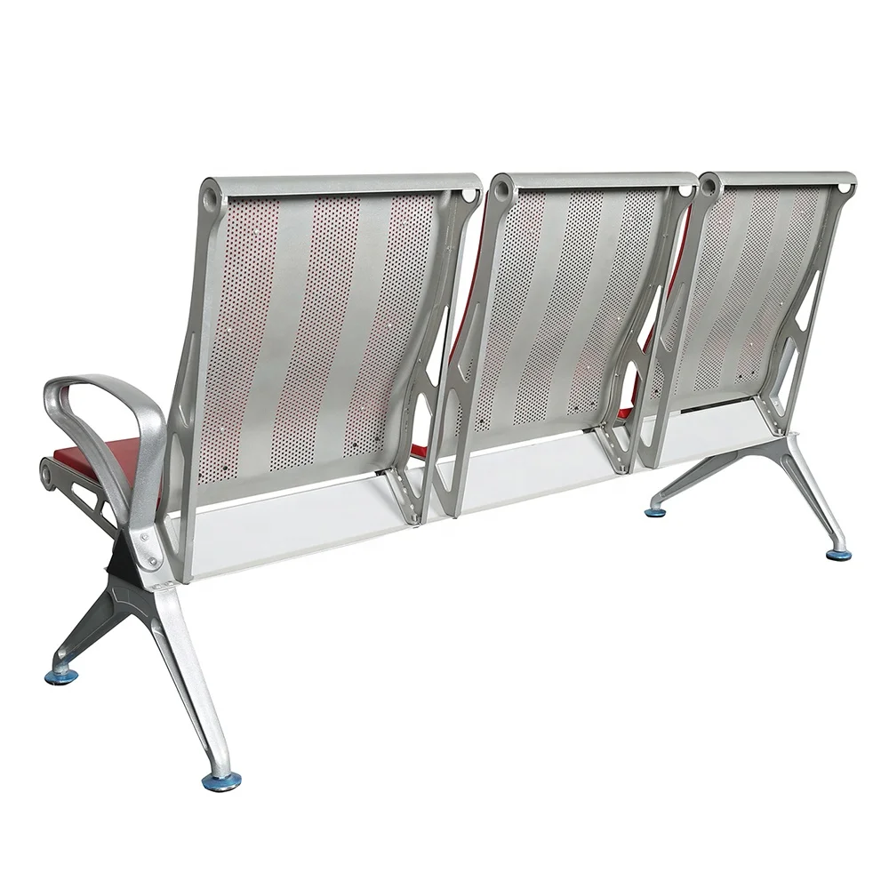 Beauty Salon Reception Waiting 3 4 5 Seater Price Airport Public Seating Bench Silver Steel Bus Stop Chair for Public YA-J108P1