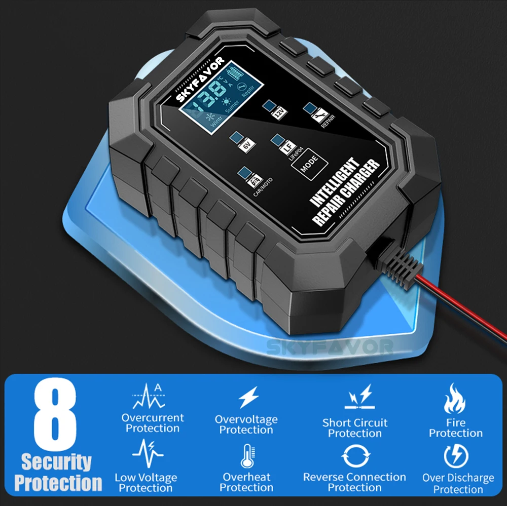 Factory price 6V 12V battery charger 6V 12V 1.5A Multi purpose SAE crocodile clip wire nose car motorcycle battery charger