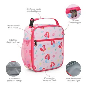 Waterproof Insulated Lunch Mini Handbag for Kids Cartoon Style Made of Oxford Fabric Children's Fashion Style Cooler Bag