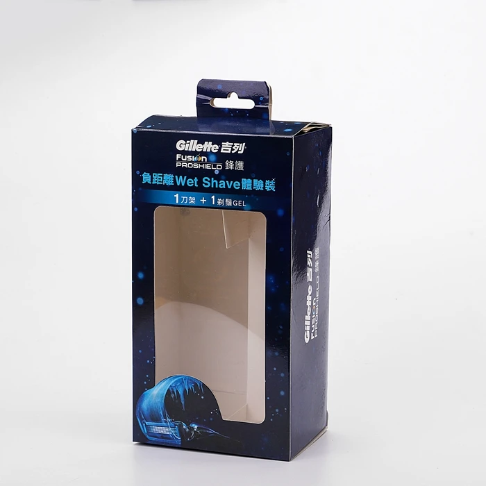 clear Window Retail Hanging Packaging Matte Black Folding Cardboard hang Tab Paper Box with Custom logo Printing
