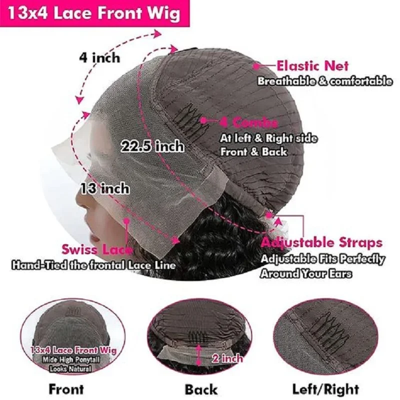 Dunkelbraune kurze Bob-Perücke aus Echthaar, gerade Lace-Front-Perücken für Frauen_voghion.com