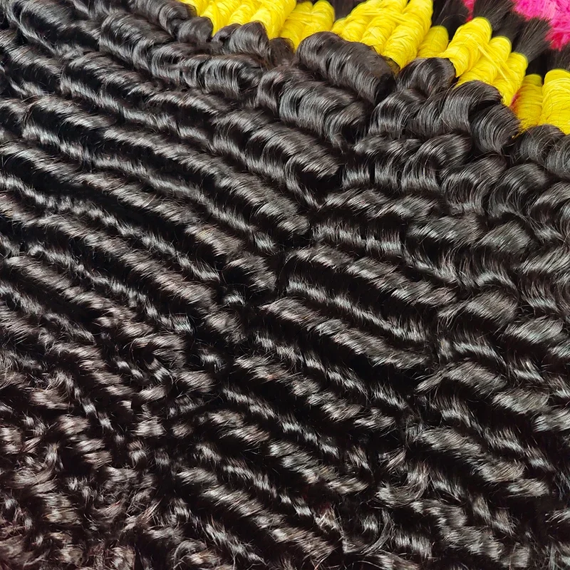 100 % menneskehår Virgin Deep Wave Curly Bulk vævning til fletning Ubehandlet 30 tommer_voghion.com