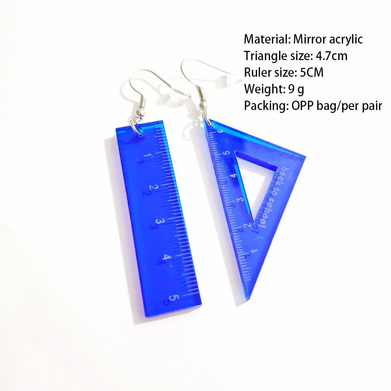 Clear Acrylic Made Fashion Right-angle Ruler Triangle Ruler Dangle ...