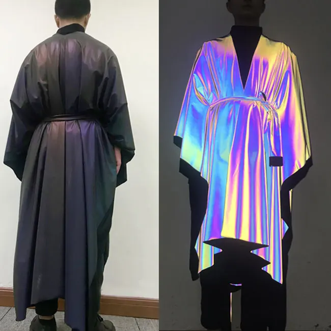 Manufacturer Direct Sales Customized Outdoor Fashion Adjustable Iridescent rainbow Coat Reflective Cloak