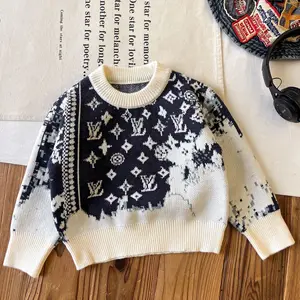 Custom Autumn Winter Child Thick Sweatshirt Base Shirt Boy Girl Warm Sweater Round Neck Long Sleeve Knitwear Clothes for Kids