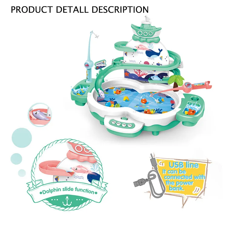 Многофункциональный USB Электрический Слайд-трек для рыбалки, набор игрушек для детей