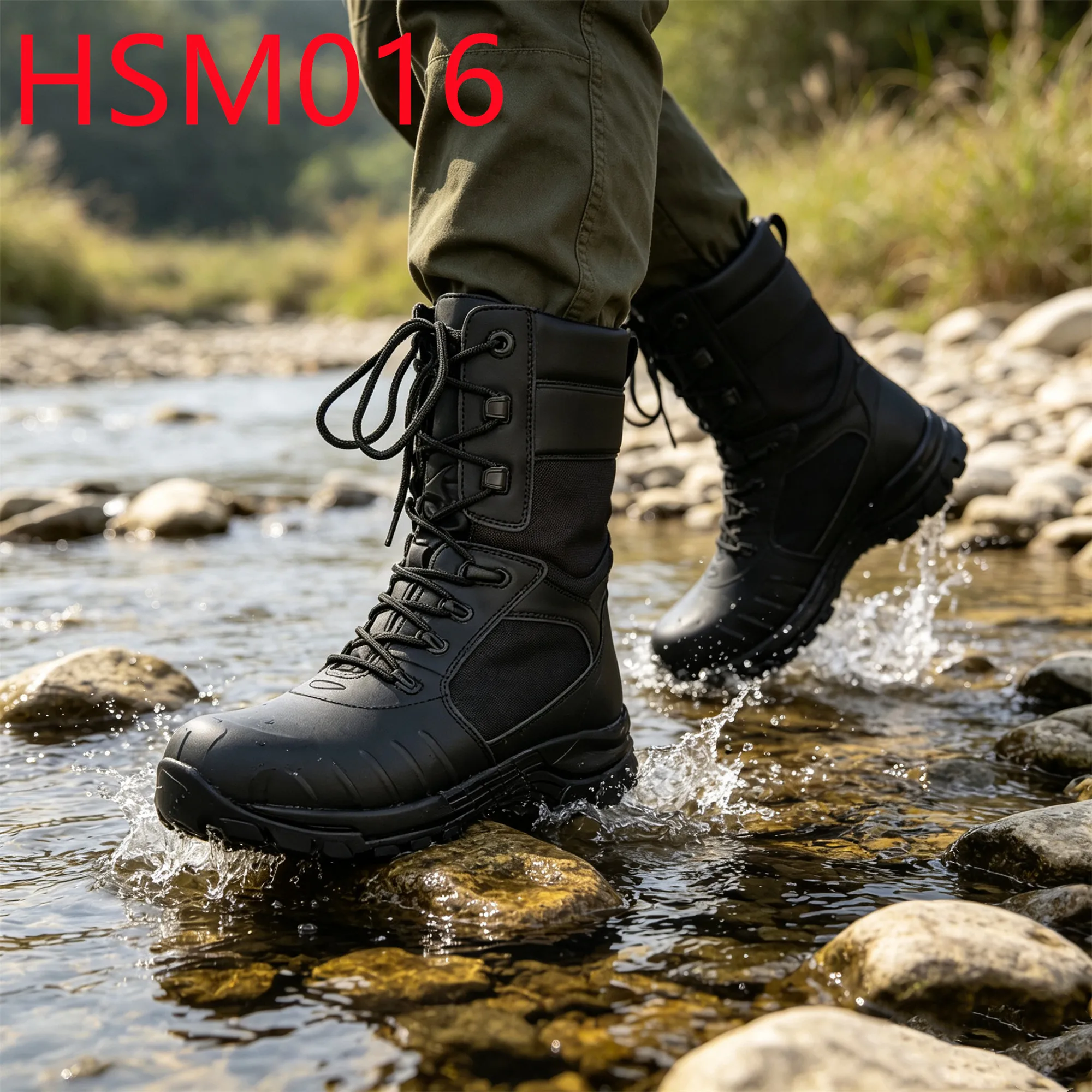 HY,Mountain Rescue Support System Design Hua Singh Men Leather Boots One Pair Available Anti-puncture Sole Combat Boots HSM016