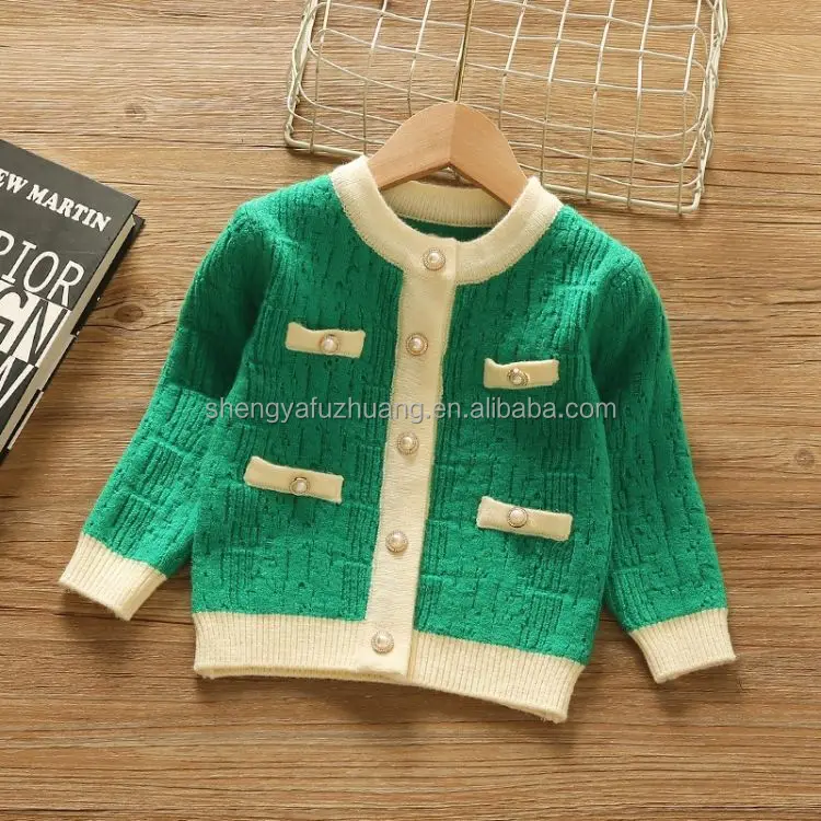 New hot spring and summer solid color hollow knitted cardigan baby girls' sweaters