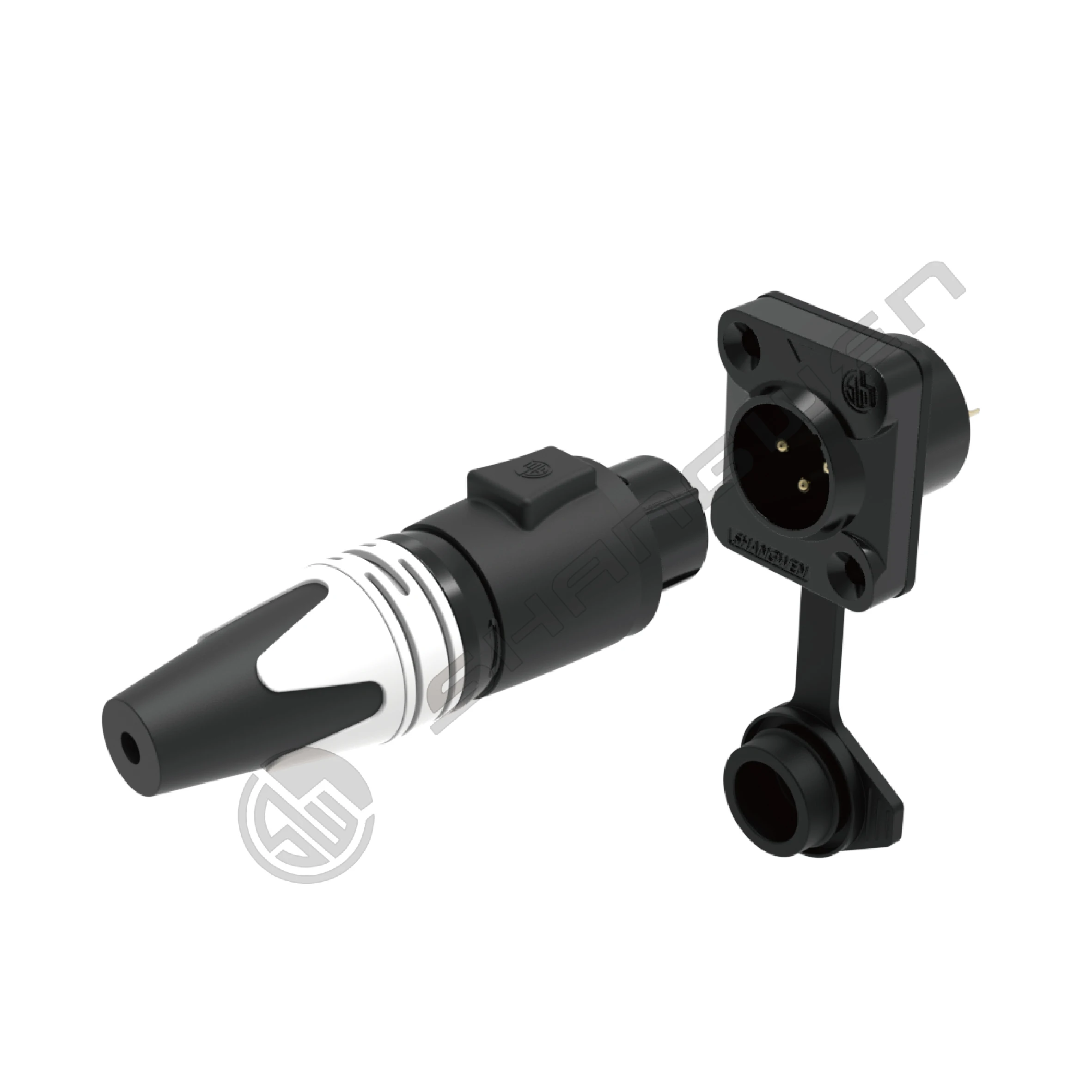 High Quality Black Outdoor Waterproof Ip65 Male Socket Audio XLR Connector 3 Pin
