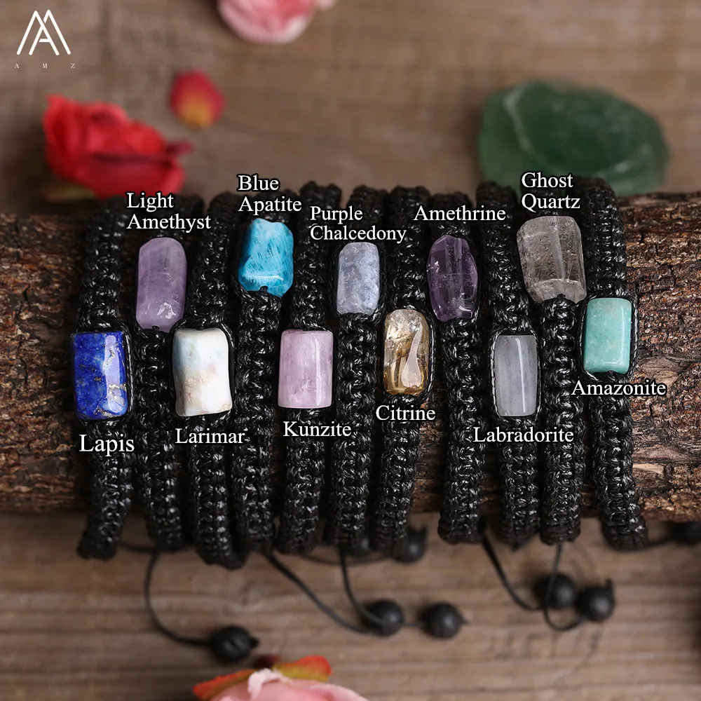 Black String Single Bracelet , Handmade Cylinder Stone Beads Bracelets Fashion Jewelry