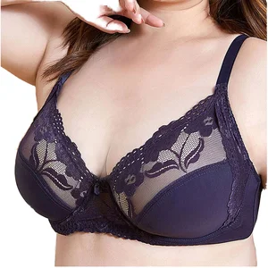 Plus Size Comfortable Everyday Bra C D E Cup Adjustable Padded Thin Lace with Strapless & Halter Design Breathable Knitted Weave