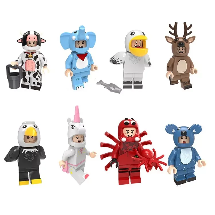 PG8224 PG963 PG8151 Building Block Pumping Zoo Animals Mini Dragon Balloon Boy  Fire Dragon Racing Man Kids Toys