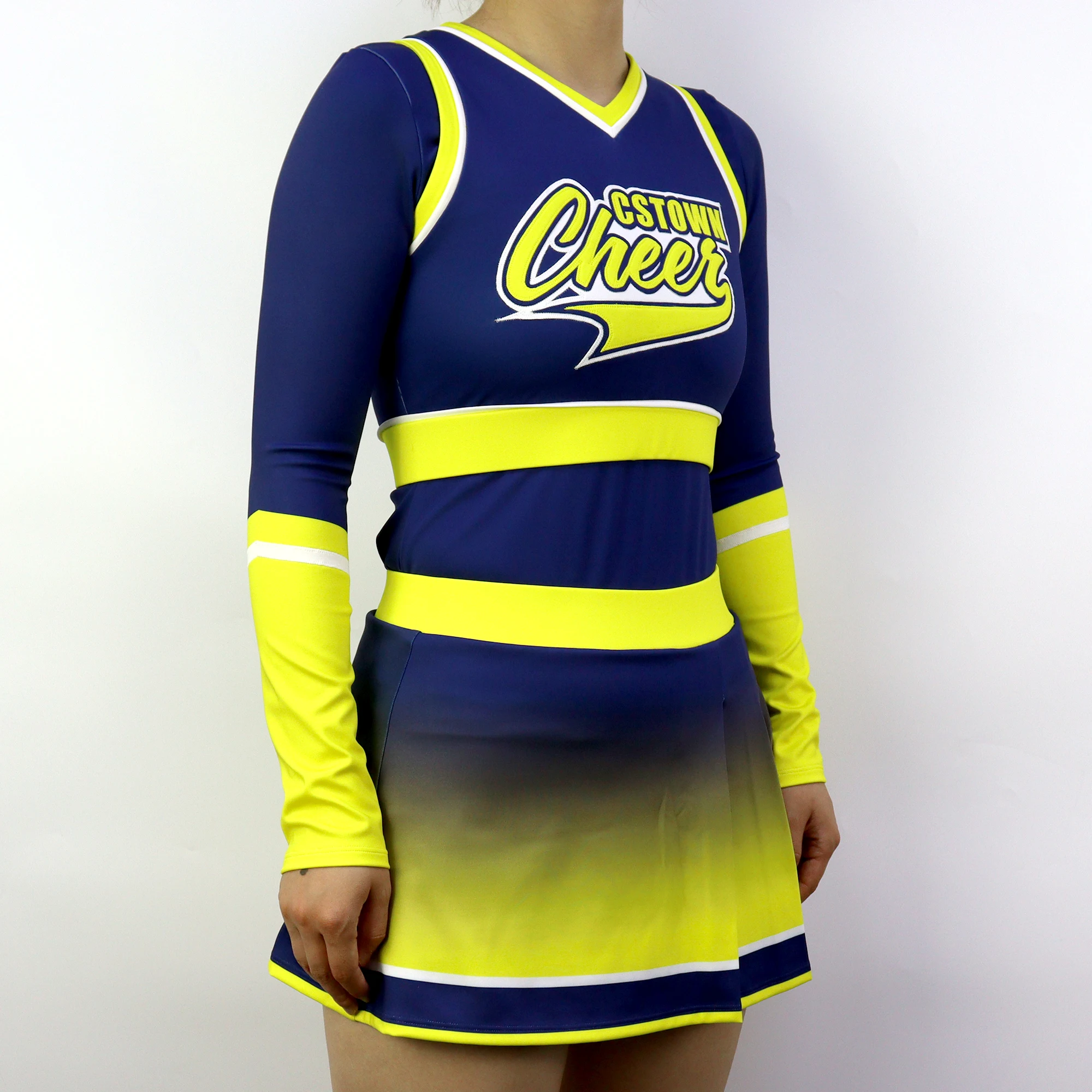 Cheap Sideline Cheer Cheer Uniform Blue and Yellow