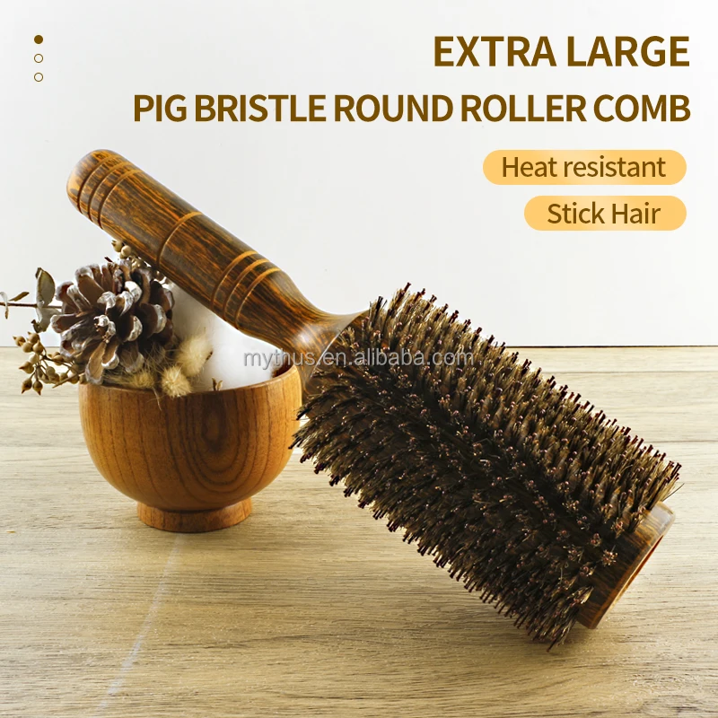 Große Größe Großes rundes Haar Curling Holz Curling Kamm Friseur Runde lockige Haar bürste mit Wildschwein borste Holzgriff| Alibaba.com