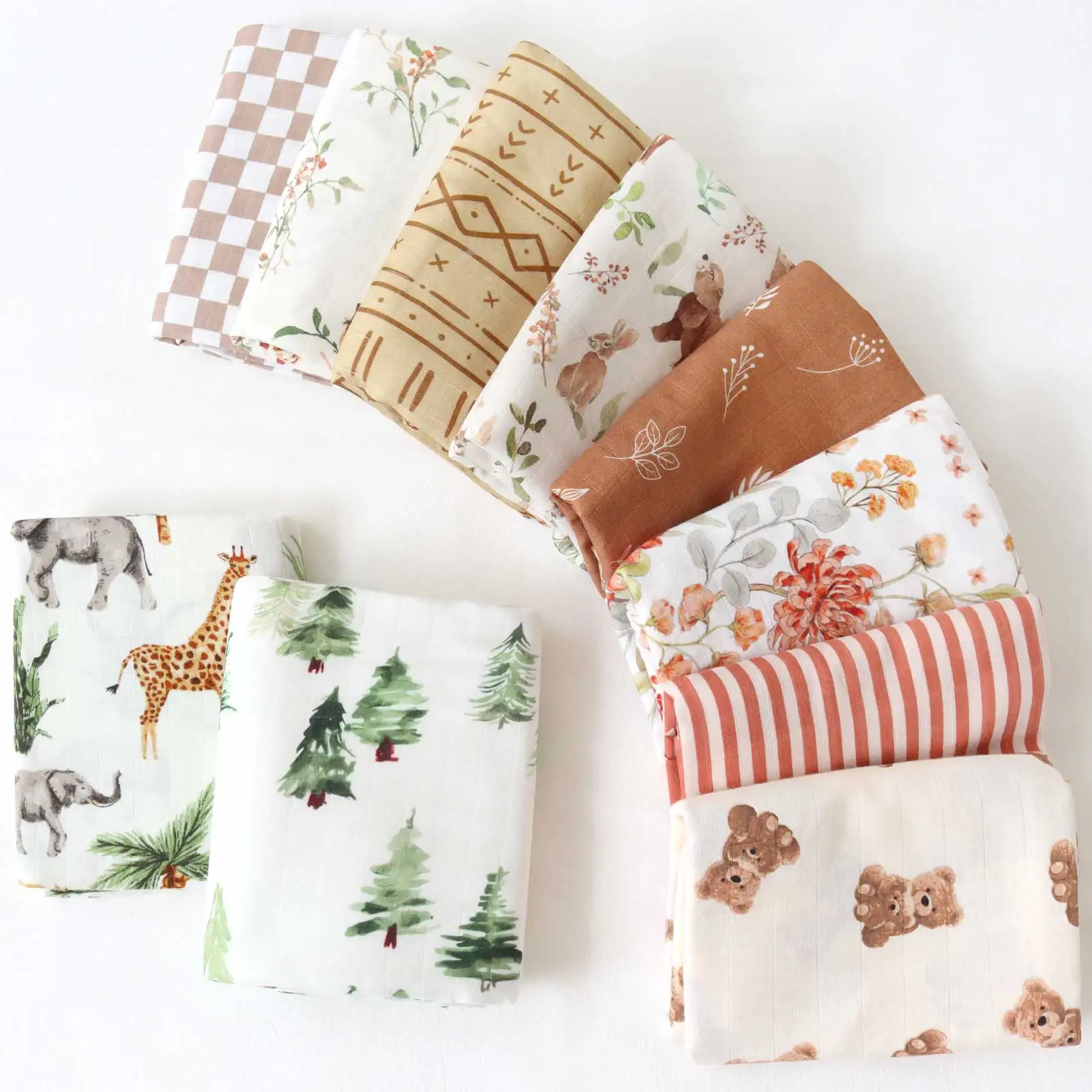 2024 Lifetree Custom Soft Breathable Sea Animal Organic Muslin Swaddle