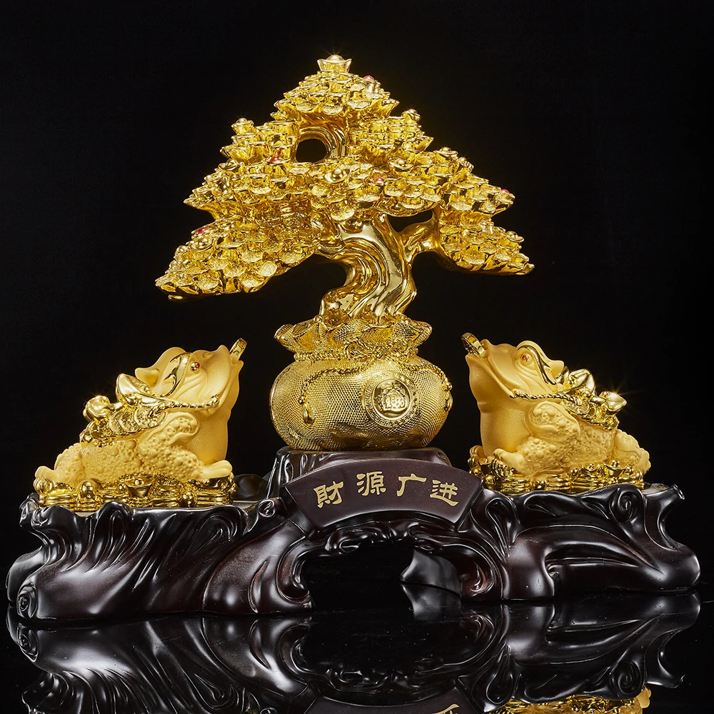 Custom Designed Wealthy Golden Toad Sand Gold Folk Art Style Resin Home Decoration 3D Craft for All Kinds of Ornaments