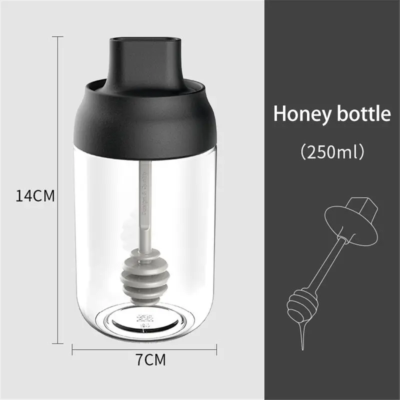 Popular 250ML Pepper Cruet Oil Bottle Spoon Cover Glass Honey Seasoning Bottle Moistureproof Kitchen Condiment Spice Jar