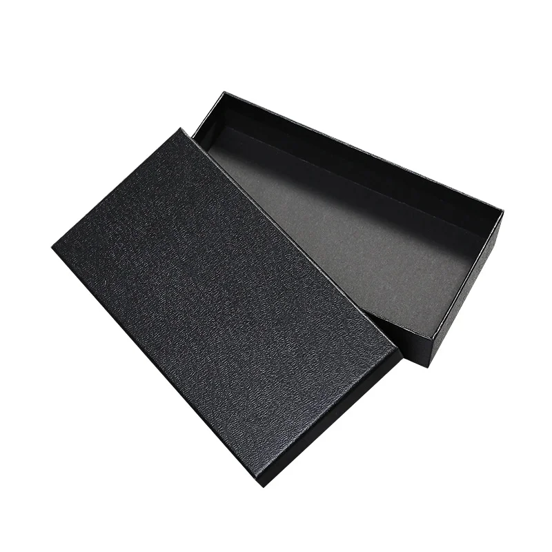 Jinyong Custom Logo Base and Lid Exquisite Black Paper Gift Box Acceptable Hot Stamping Printing Box For Wallet And Belt