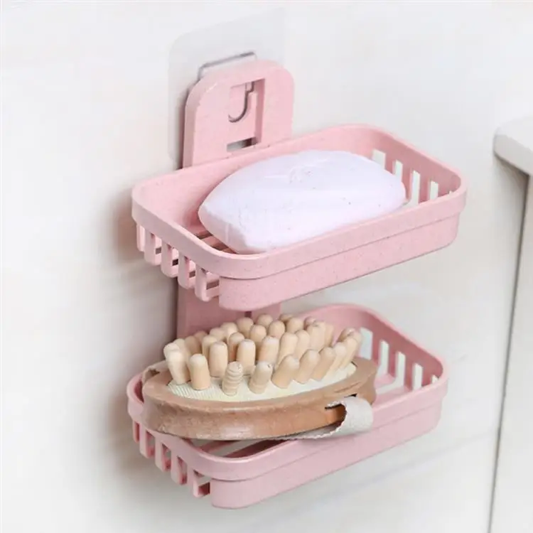 Hot Sale 2pcs Storage Shelf Bathroom Decoration Soap Rack Shower Douche Accessories Plastic Bathroom Accessories Soap Holder