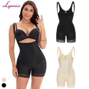 Women High Compression Faja Short Colombian Side Zipper Open Crotch Crotchless Postpartum Girdle Shaper Bodysuit