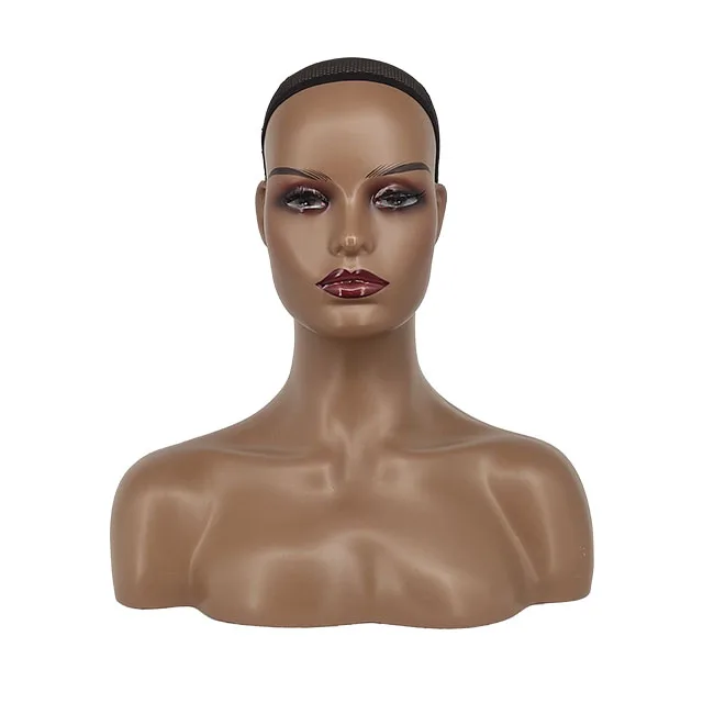 Парик для мужчин и женщин недорогой макияж голова-манекен в афроамериканском стиле с отображением плеч