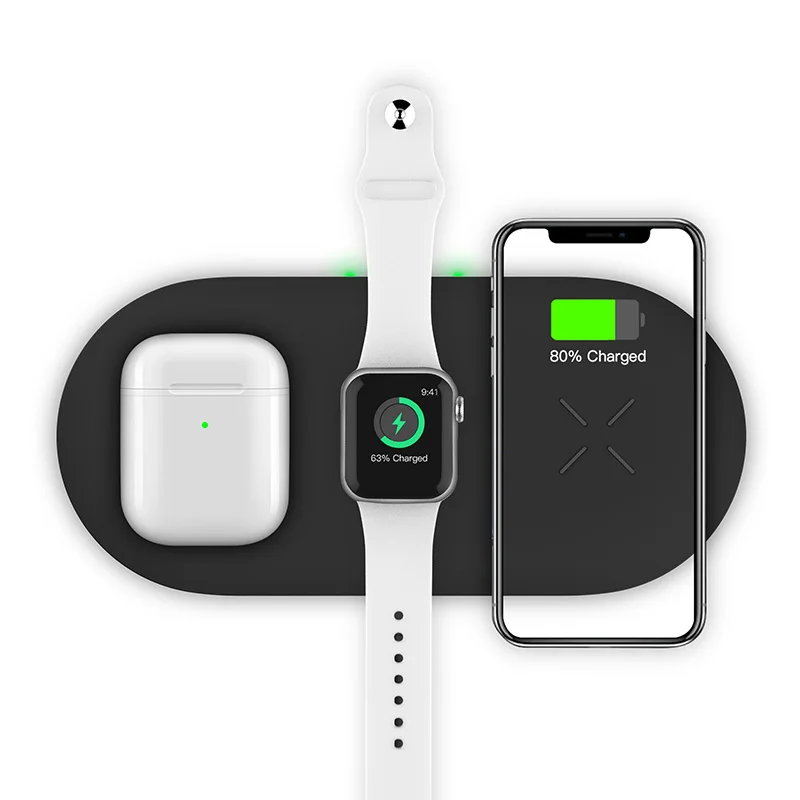 3 in 1 Fast Wireless Charger Charging Pad for apple Watch 9 8 7 6 5 4 3 2 1 and Smart Phones