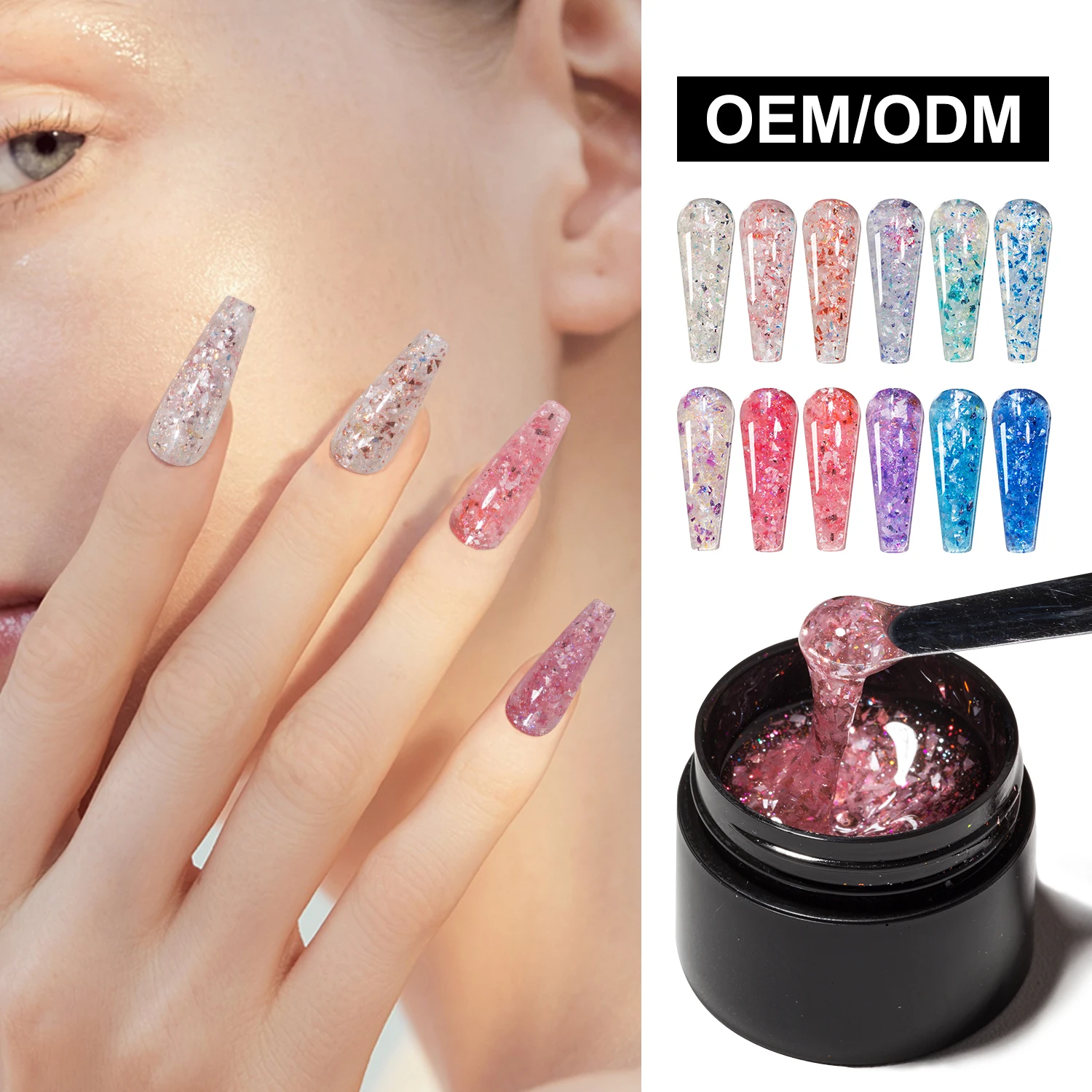 Caixuan 12 Цвет лак для ногтей 20g био-Гели Soak Off Гель Блестящий нейл-арта туманный свет строить