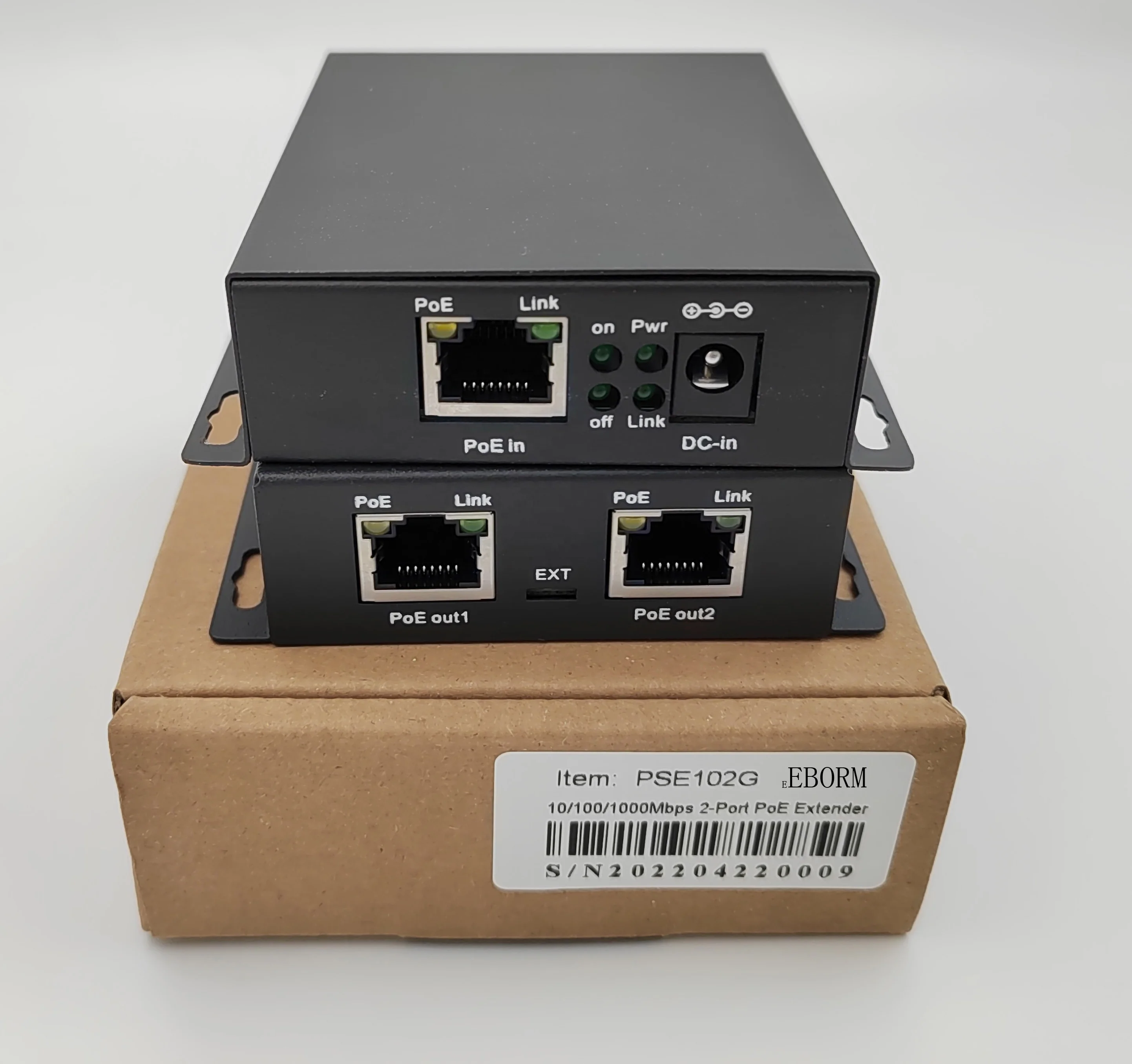 2-Port PoE Extender 1in 2Out 1000Mbps Network Switch for IP Poe Camera