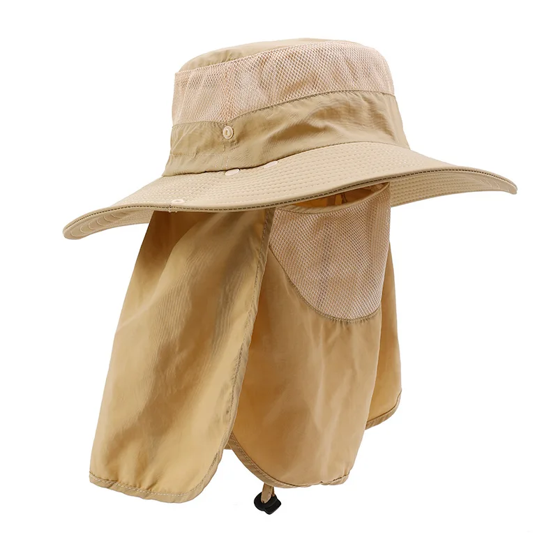 Outdoor Uv Sun Protection Wide Brim Hat With Face Cover & Neck Flap