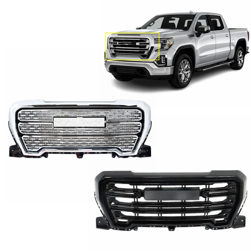 OEM auto part high quality chrome full black front bumper upper grille assembly for GMC Sierra 1500 2019 2020 2021