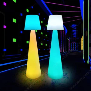 Modern Fancy Tall LED Floor Lamp Wireless 16-Color Changing RGB IP65 Rated Wood for Outdoor Landscape Halloween Christmas Theme