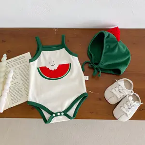 New Style Unisex Summer 100% Cotton Cute Watermelon Newborn Baby Triangle Jumpsuit Romper ODM