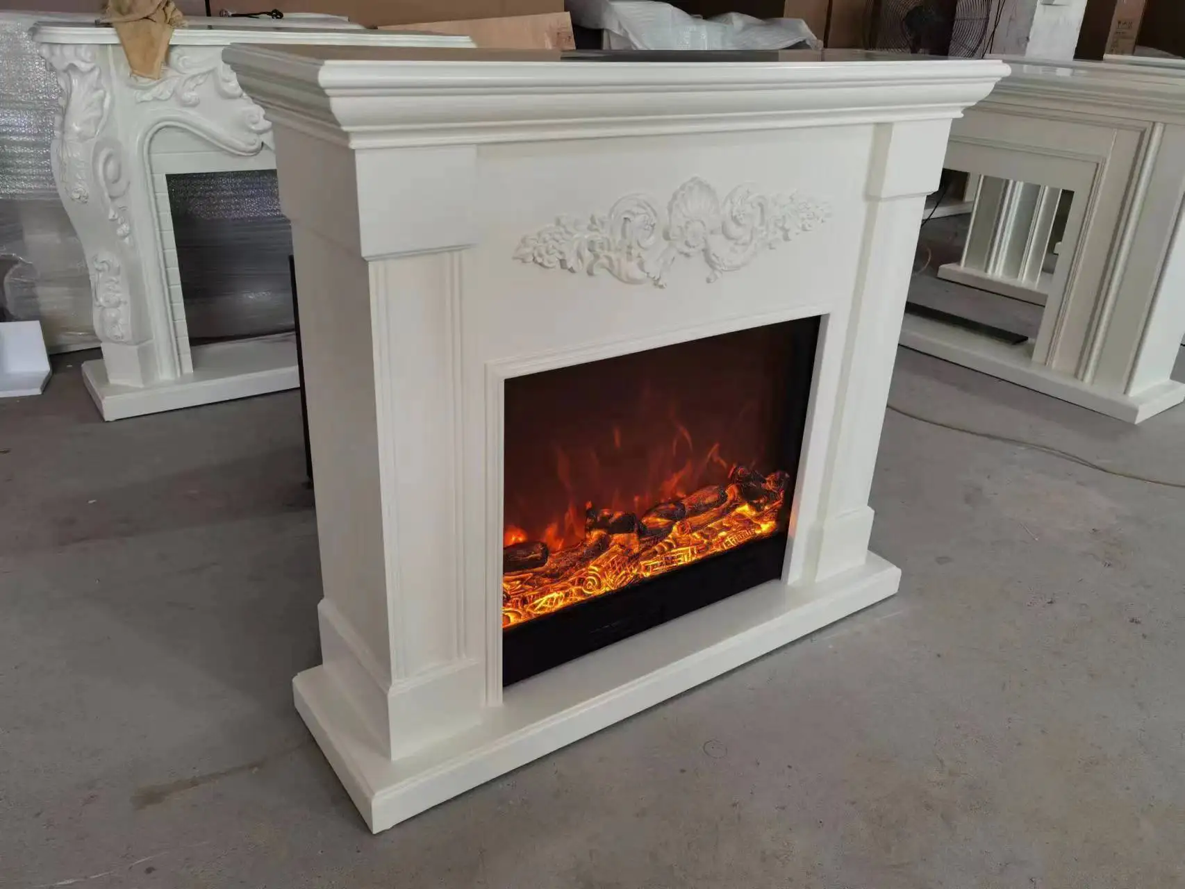 Model 8093 Modern LED Electric Fireplace Free Standing with Built-In Insert for Indoor Outdoor Use Wood-Styled Heater AU Plug