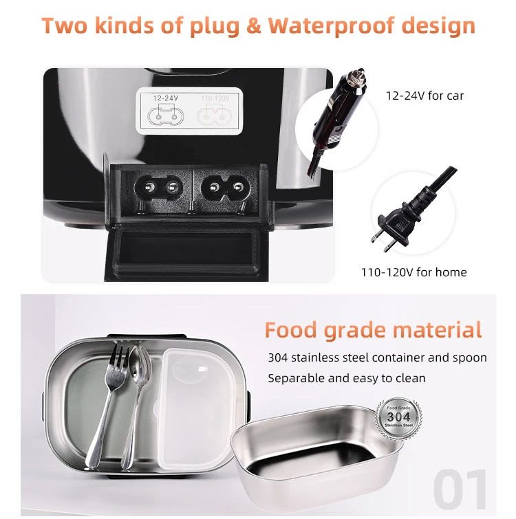 1.5l Portable 60w Electric Lunch Box Fast Heating Food Container For