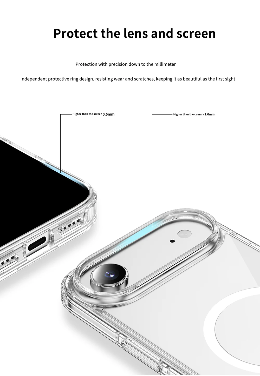 product laudtec ultra clear transparent phone case magnetic charging simple business back cover for iphone 17 air 16 15 pro max sjk1095-8