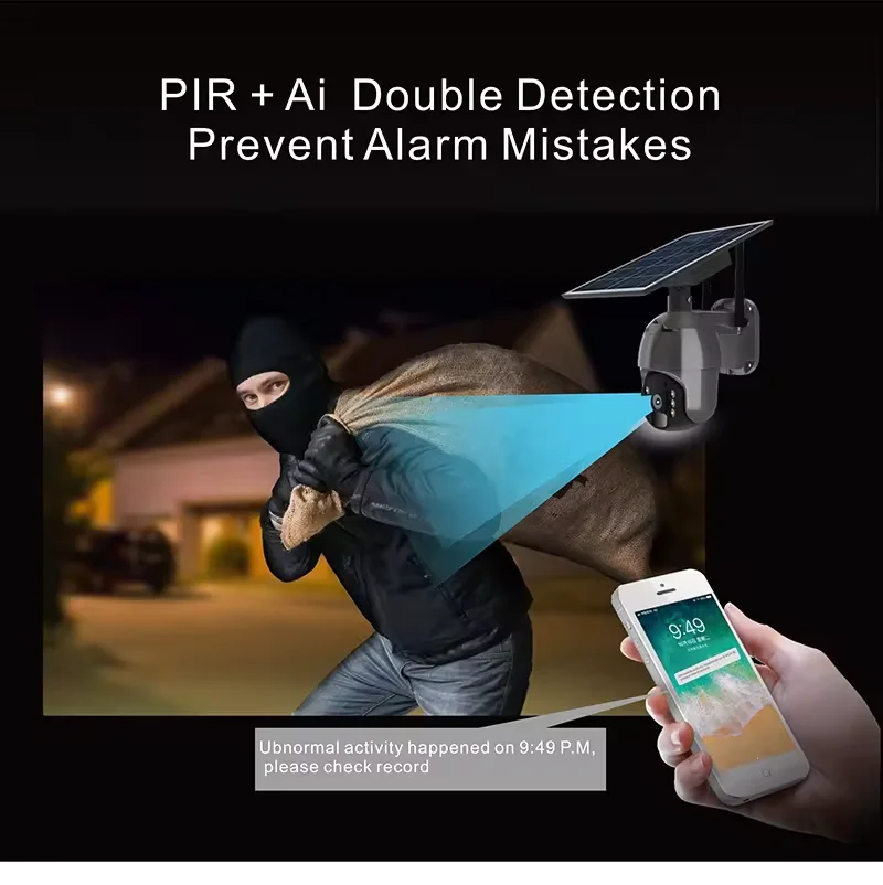 2MP 4MP Intelligent Design Waterproof Night Vision Solar Surveillance PTZ WiFi Camera New