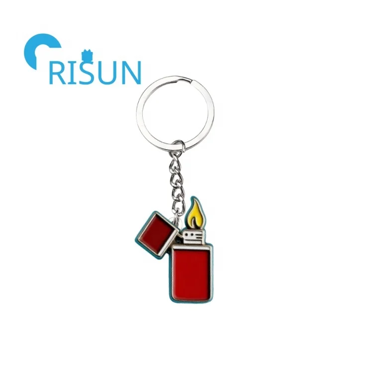 Custom Cigarette Lighter Fire Lighter Keychain - Funny Flame Key Ring