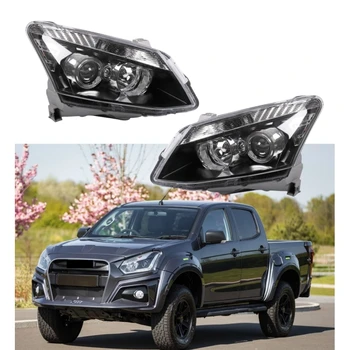 YBJ car accessories pickup Front Head Lamp With Lens For ISUZU DMAX D-MAX  2012-2014 2017 headlight Black Front Headlight