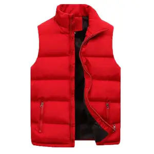 New Men's Winter Waterproof Cotton-Padded V-neck 240g Jacket Vest with Zipper Closure Casual Warm Sleeveless Outerwear