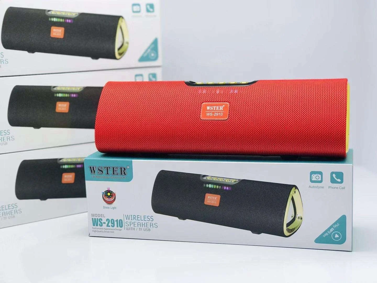 WSTER WS2910 Support USB TF Card FM Radio Wireless Tooth Speaker Sound Box Big Portable Speaker Blue Outdoor Activities Battery
