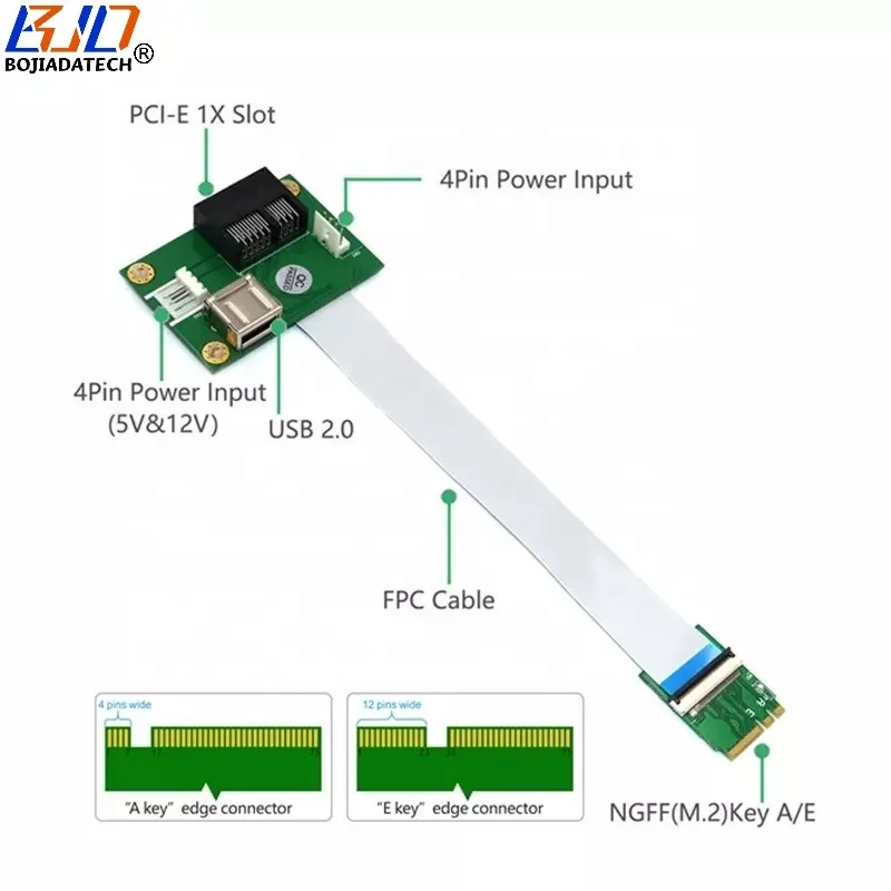 PCI E M.2 NGFF To USB Riser Card Key A E To Double Port USB2.0 Interface Cable Adapter Expansion Card