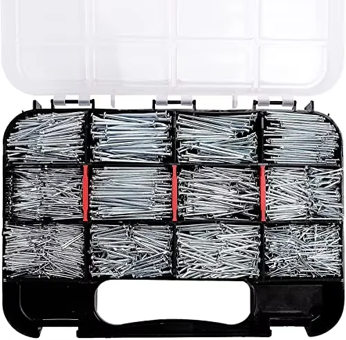 1500-dels stålbeslag naglesortiment, forskellige størrelser, heavy-duty trådnagler, flade nagler til hjemmebrug