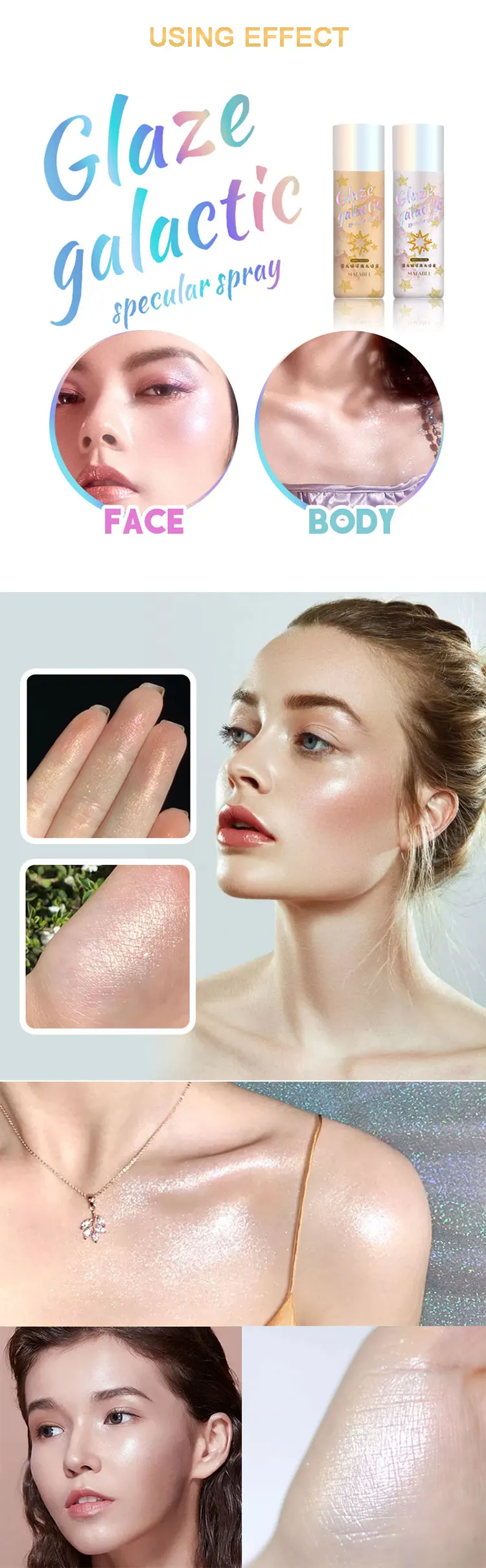 Красивый стильный и привлекательный Быстросохнущий безопасный ингредиент Privater для тела Хайлайтер волос Блестящий мерцающий
