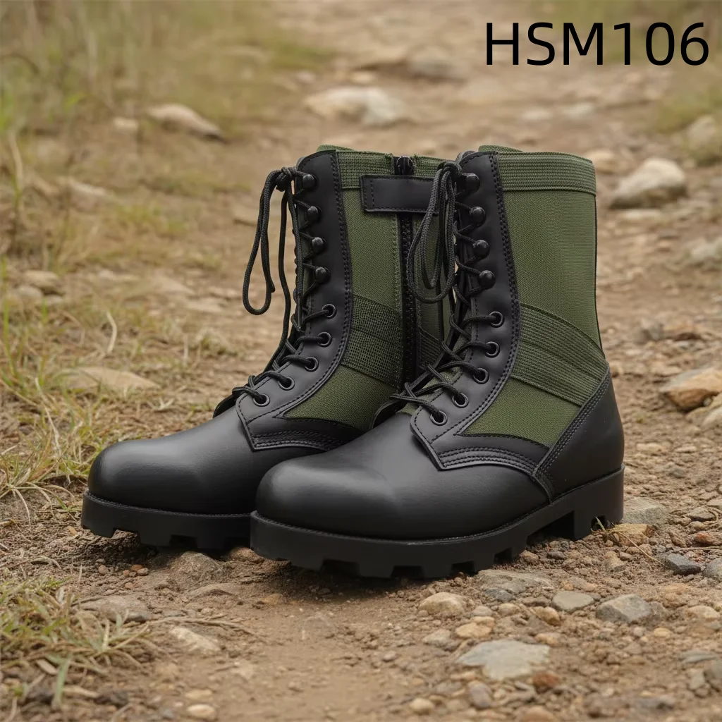 YWX,8'' Field Training Altama Marching Boots with Hook&loop Durable Rubber Outsole Green/Black Combat Boots for Senegal HSM106