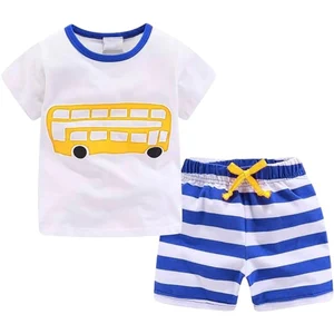 Customizable Kids Clothes Set Baby Boy  T-Shirt Shorts Cotton Cartoon Casual Children Baby Clothes Set