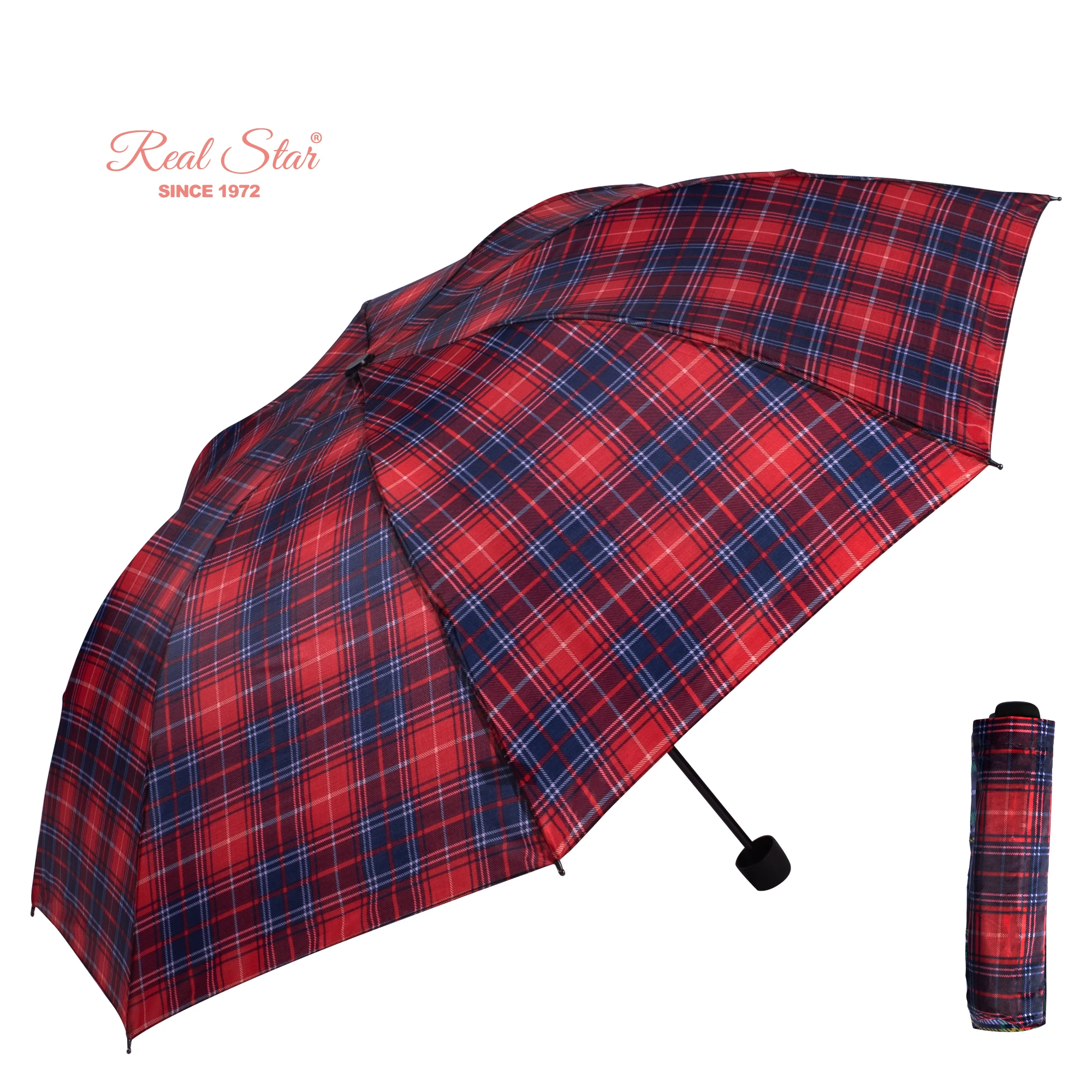 Happy Swan Polyester China Supplier Cheap Market Umbrella Three Folding Manual Umbrella
