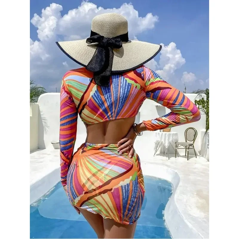 Supplier Modern Print Colorful Bright Girl Three Piece Sexy Swimwear Hot Liaoning Spandex/Polyester Quick Dry Bikini