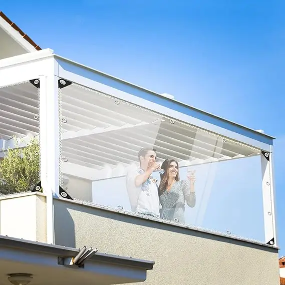Windproof Transparent PVC clear Outdoor Roller Blinds Roller Shades for Pergola Garage Terrace