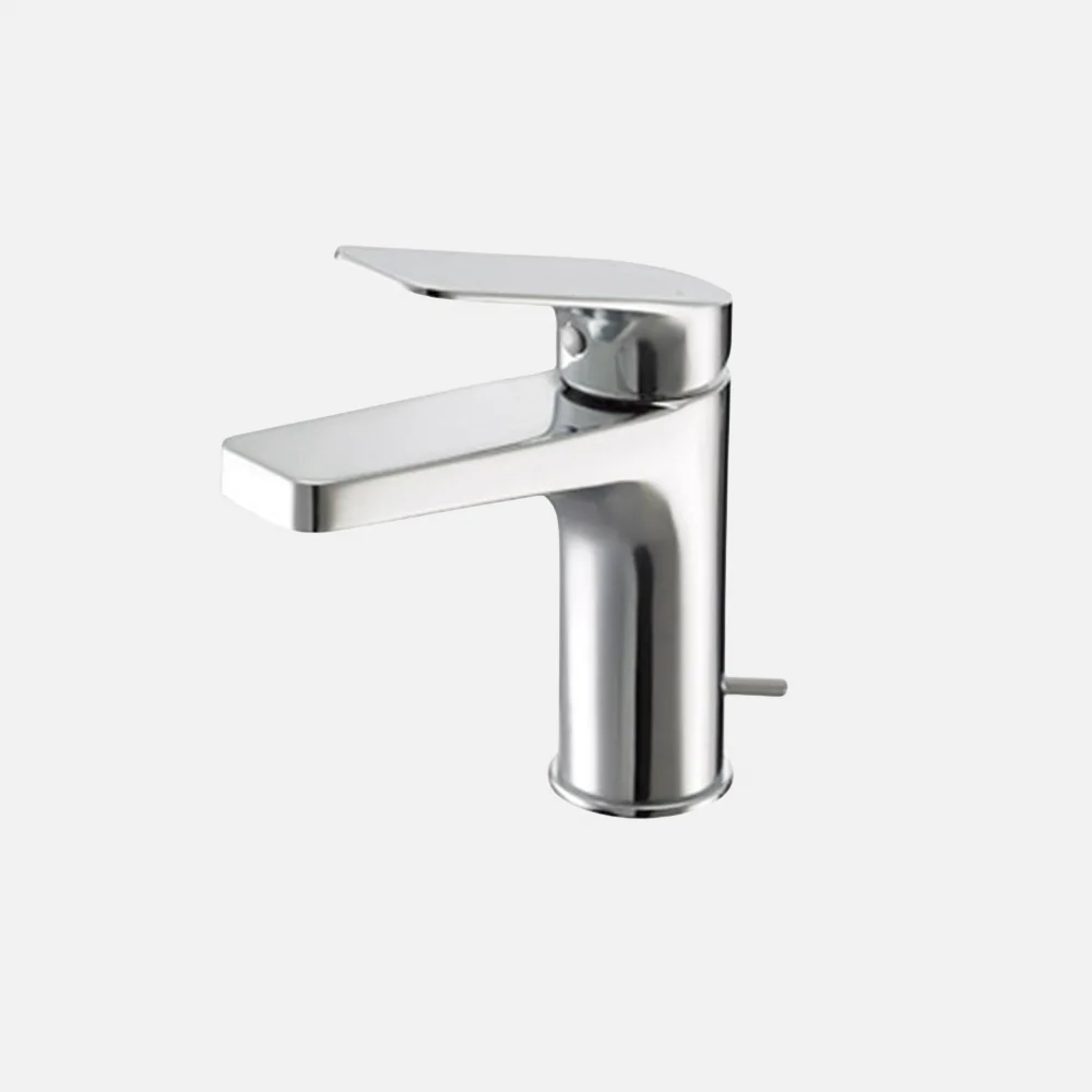 Factory Supplier Bathroom Sink Tap Deck Mounted Wash Hand Square Basin Faucet Chrome Single Handle Hot Cold Basin Faucet